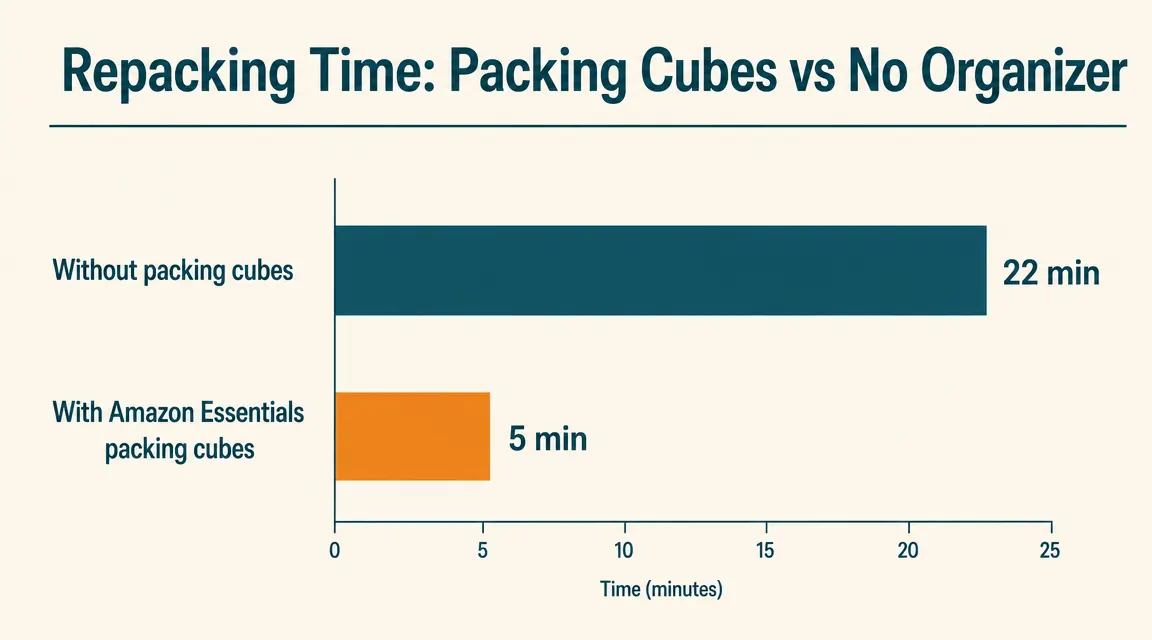 Chart showing packing cube zipper and fabric durability rating across 14 trips over one year