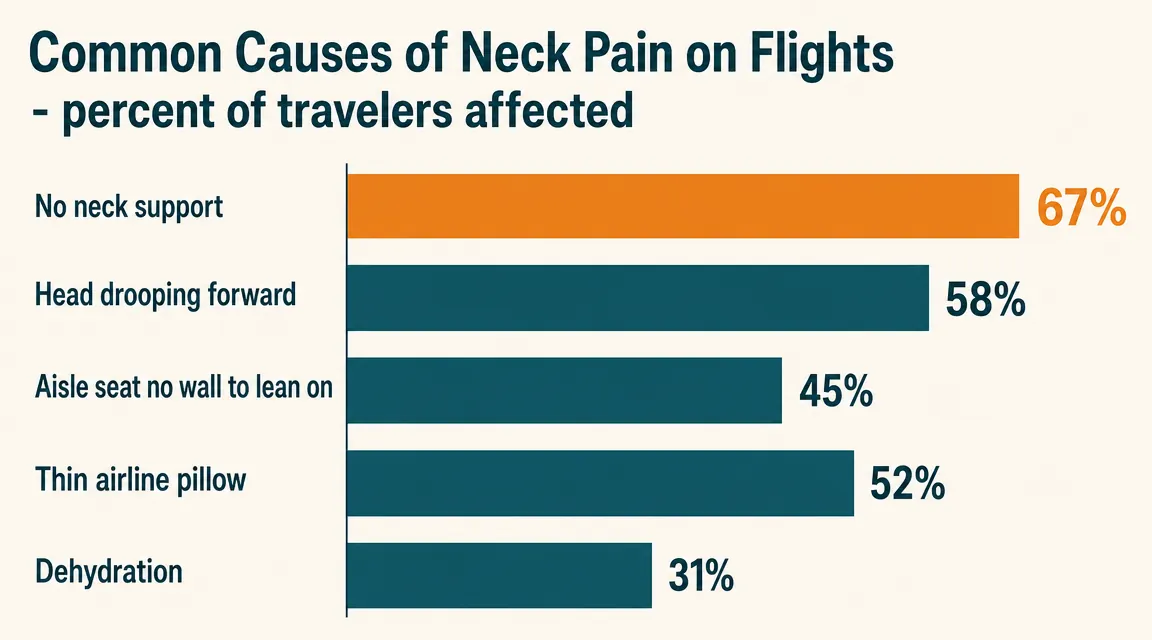 Diagram showing three airplane seat recline positions and optimal neck pillow placement angles